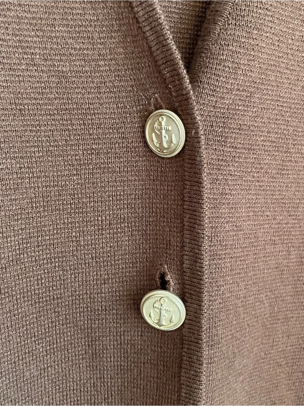 J.Crew Giselle Cardigan Womens XS Brown Buttons Nautical Preppy Quiet Luxury